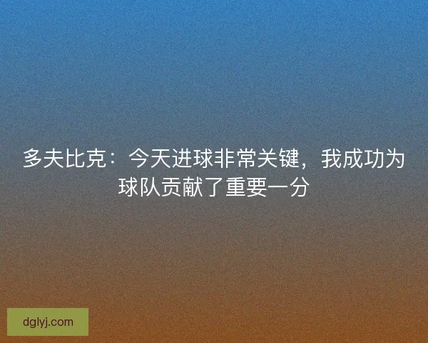多夫比克：今天进球非常关键，我成功为球队贡献了重要一分